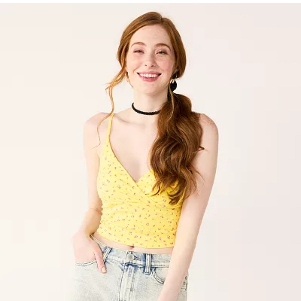 Yellow floral tank top